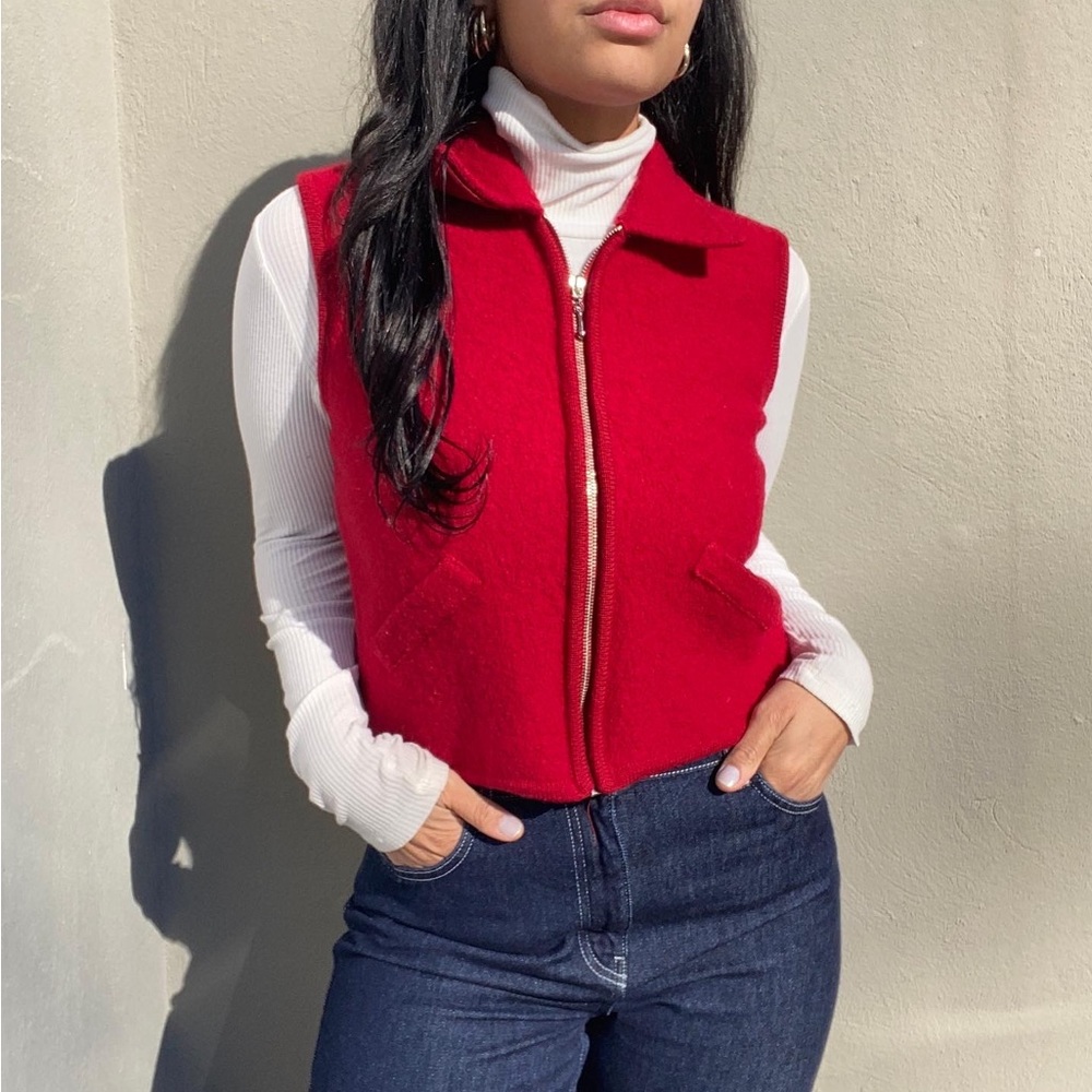 Red Vest With a Wool Look
